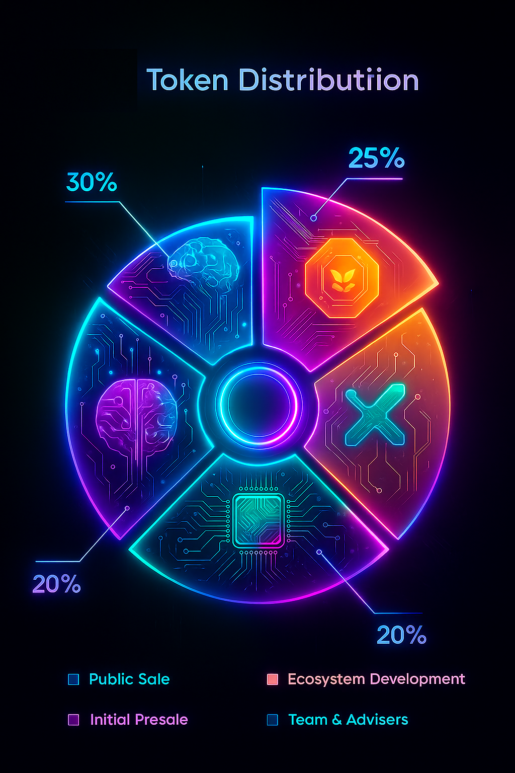 Pie chart of GRO77X token distribution
